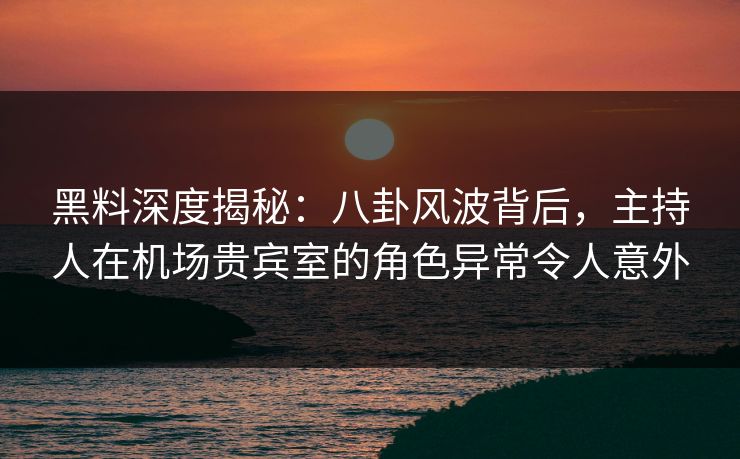 黑料深度揭秘:八卦风波背后,主持人在机场贵宾室的角色异常令人意外 黑料深度揭秘:八卦风波背后,主持人在机场贵宾室的角色异常令人意外