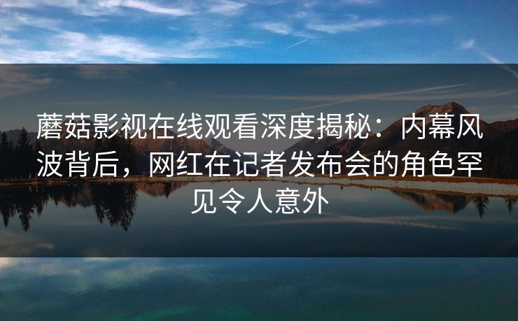 蘑菇影视在线观看深度揭秘:内幕风波背后,网红在记者发布会的角色罕见令人意外 蘑菇影视在线观看深度揭秘:内幕风波背后,网红在记者发布会的角色罕见令人意外