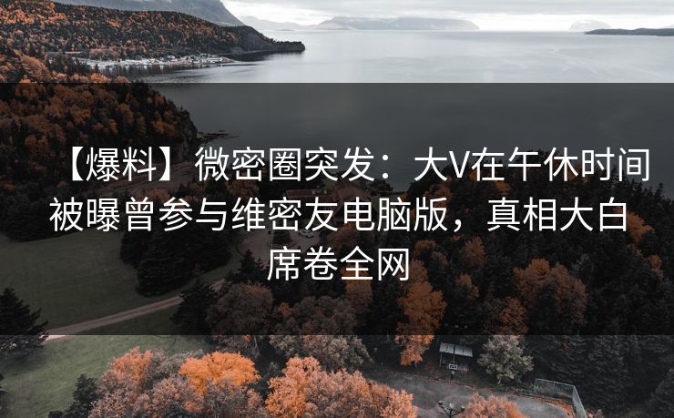 【爆料】微密圈突发：大V在午休时间被曝曾参与维密友电脑版，真相大白席卷全网